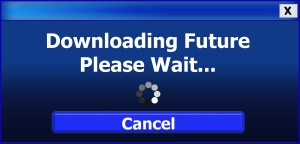 Image of a computer prompt with the text "downloading future; Please wait..."